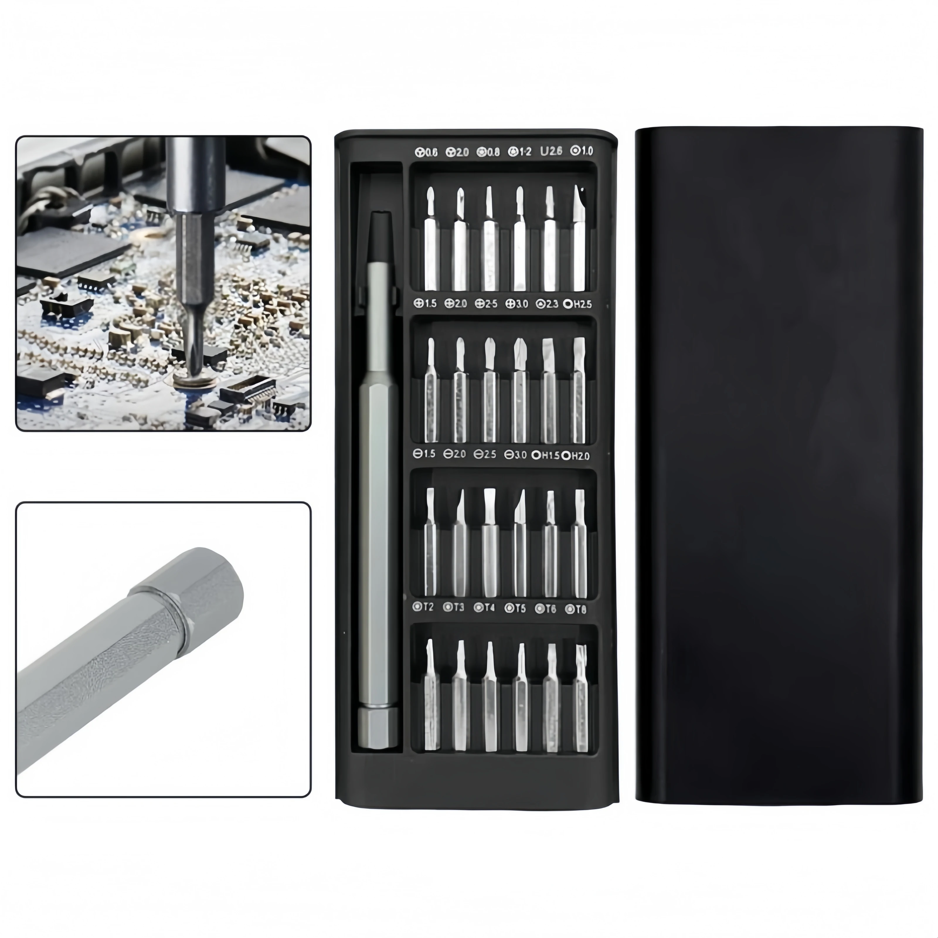 24 in 1 정밀 미니 스크루드라이버 세트 자석식 다기능 휴대용 수리 도구 키트 (휴대폰, 노트북, 시계, 게임, 드론용)