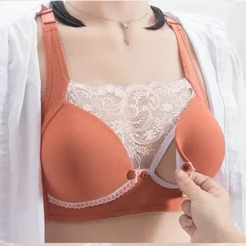 New Nursing Bra Lace Cotton Maternity Maternity Breastfeeding Bra for Feeding Pregnant Women Underwear Women's Breathable Bra