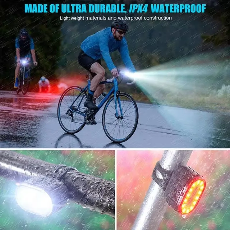 Rechargeable USB Bicycle Lighting Set - Front & Rear Bike Lights and Lantern Accessories