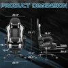 Gaming Chair, Video Game Chair with Footrest and Massage Lumbar Support, Ergonomic Computer Chair Height Adjustable 3