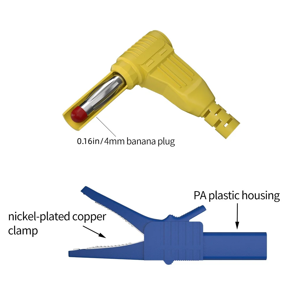 1PC/2PC/5PC 4mm safety banana plug 4mm safety alligator clip cable length 100cm