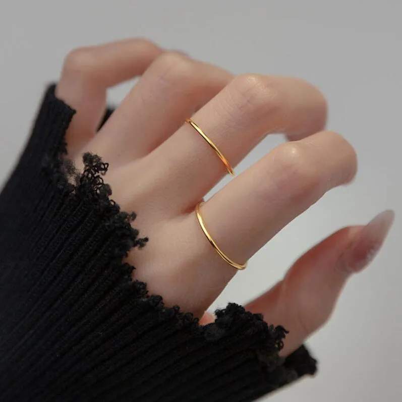 Silver Rings Silver Ring 925 Sterling Silver Line Round Adjustable Ring For Fashion Women Classic Fine Jewelry Minimalist Accessories Gift