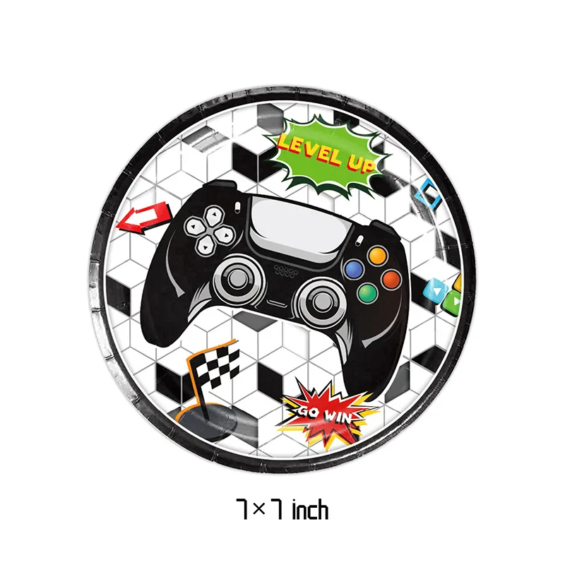 Videospiel-Geburtstagsdekoration Hängende Girlande Geschirr Teller Servietten Gamepad-Themen-Party-Zubehör für Geburtstags-Hintergrundvorhang – Detail 2