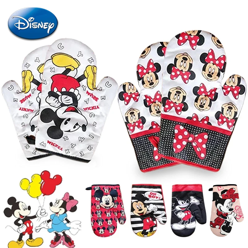 

Disney Mickey Minnie Oven Gloves Cute Cartoon Figure Microwave Glove Kitchen Baking Tool Accessories Anti-scald Insulation Gifts