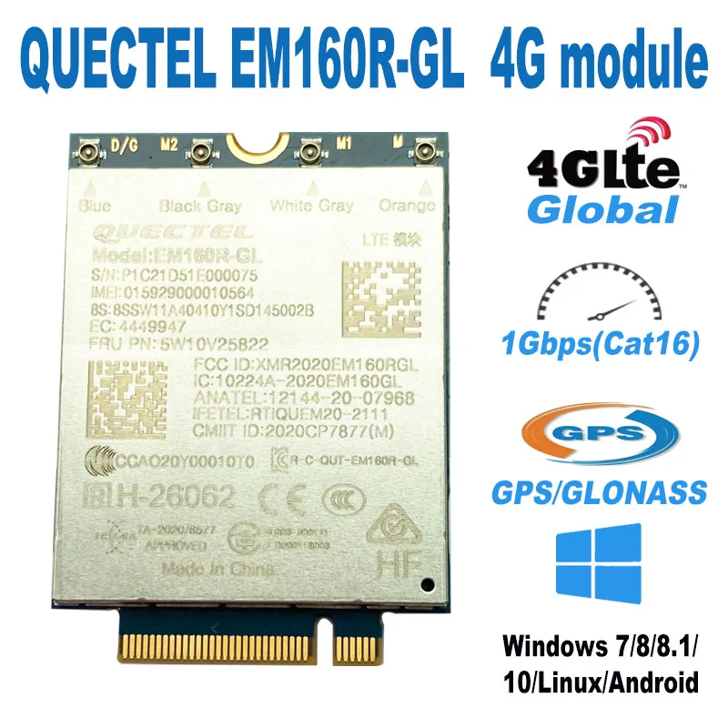 4G Module Quectel Original LTE EM160R-GL Cat16 M.2 5W10V25822 For Thinkpad FRU T14 T15 T15G P15 P17 P14S P15S Gen2 Laptop