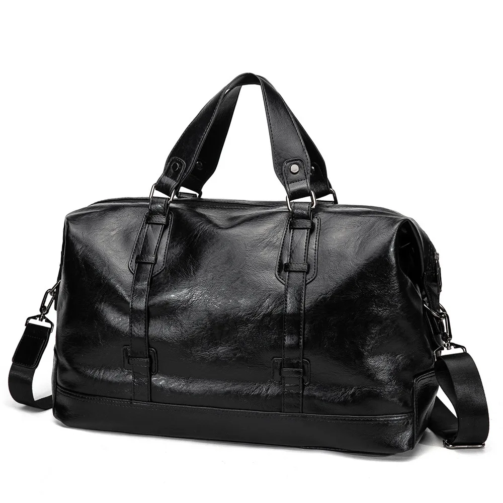 2023 Men's PU Leather  Travel Handbag Soft Leather Texture Shoulder Bag Sports TrainingLarge Capacity Handheld Crossbody Bag New