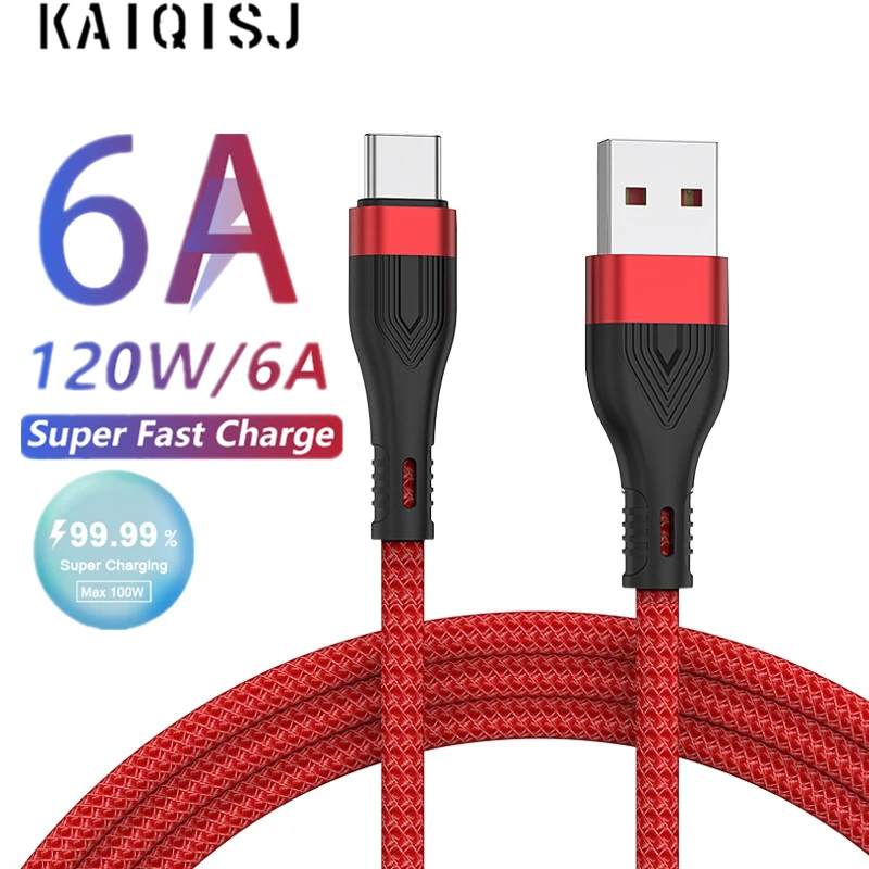 Сверхбыстрый зарядный кабель 120 Вт 6A Тип C для Huawei P40 P30 Mate 40, USB-кабель для быстрой зарядки и передачи данных для Xiaomi Mi 12 Pro Oneplus Redmi