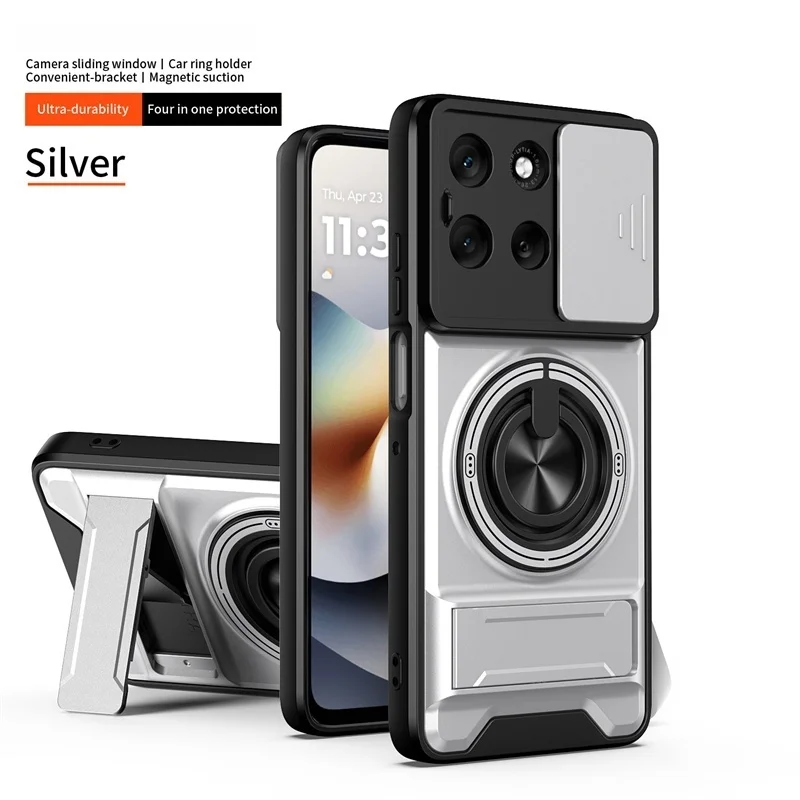 Armor Car Magnetic Ring Case with Lens Protection and Stand Holder