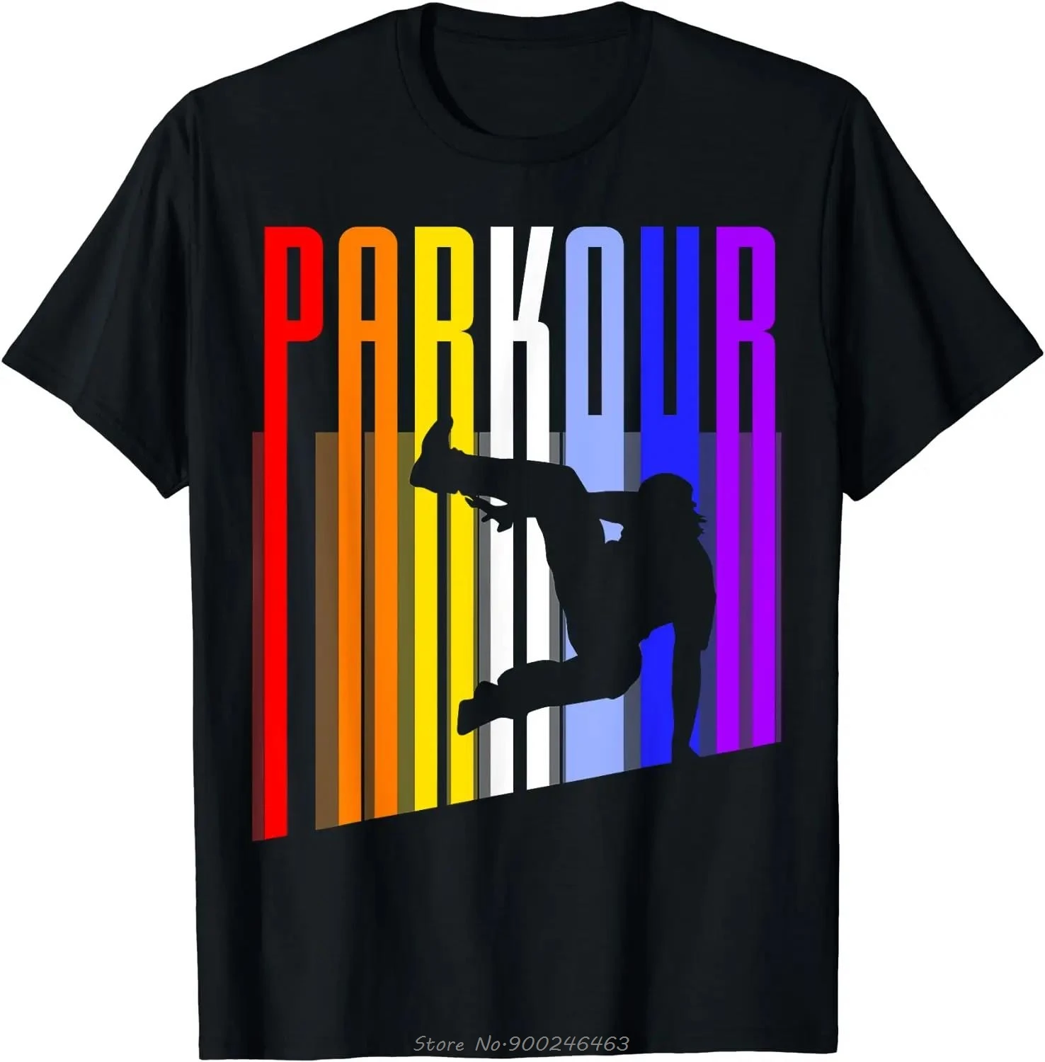 Vintage Stil Distressed Parkour Retro Silhouette T-Shirt Harajuku Männer Kleidung Übergroßen Baumwolle T-shirt Mode Oansatz T Shirt