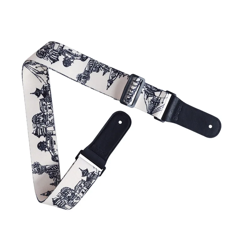 Color Printed Guitar Strap Bass Universal Universal Guitar Strap Acoustic Guitar Bass Strap Belt Guitar Bass Parts & Accessories adjustable guitar strap high quality cowhide shoulder strap for electric guitar bass parts accessories with connection strap