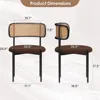 Kitchen Chairs Set of 2, Mid-Century Modern Dining Chairs,Kitchen Dining Room Chairs, Rattan Backrest Round Upholstered 3