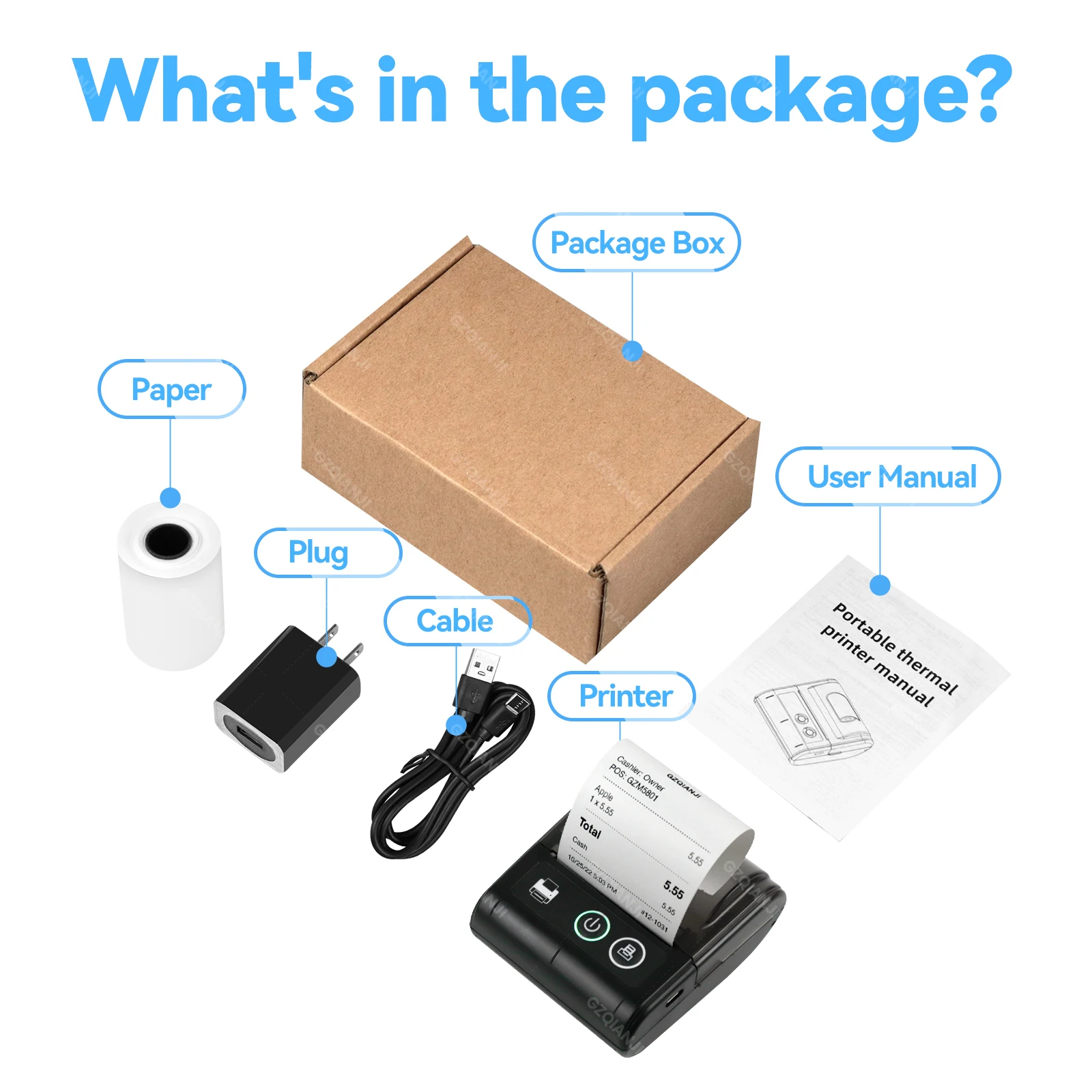 58MM Mini Portable Thermal Printer For Phone IOS Android Computer USB Bluetooth Bill Ticket Printing Small Business Impresora