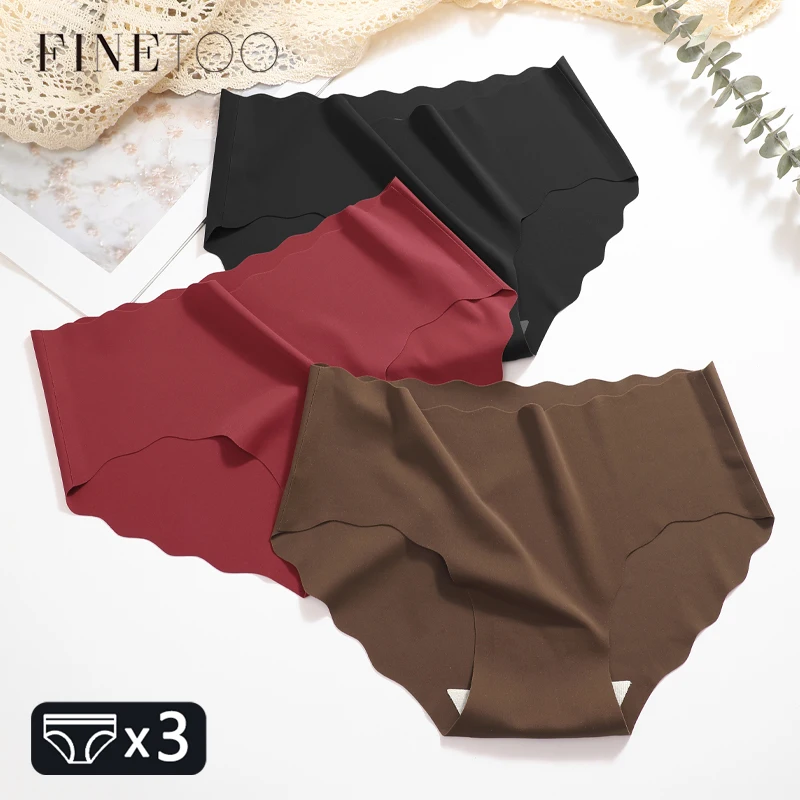 

3Pcs Seamless Ice Silk Underwear for Women Sexy Mid-Rise Ruffles Waist Briefs Female Breathable Solid Stretch Lingerie S-XXL New