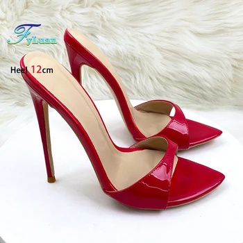 2026 new Red High Heel Slippers For Ladies 10CM 12CM Stiletto Summer Pointed Party Shoes Fashion Slides Elegant Women Sandals