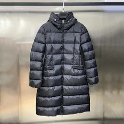 Women Down Jacket 2023 Winter New Y2K White Goose Down Slim Waist Long Coat Fashion Windproof Thickened Warm Hooded Down Jacket