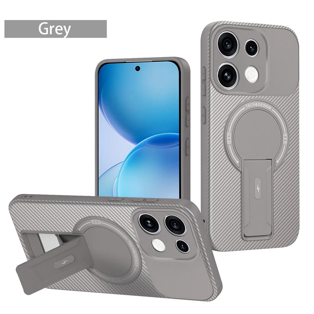 Carbon Fiber Invisible Stand Holder Magnetic Ring Protective Phone Case
