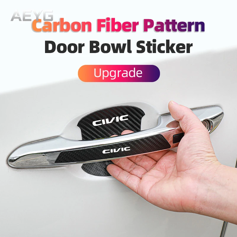 4Pcs/Set Car Door Handle Sticker Carbon Fiber Film For Honda civic 10th