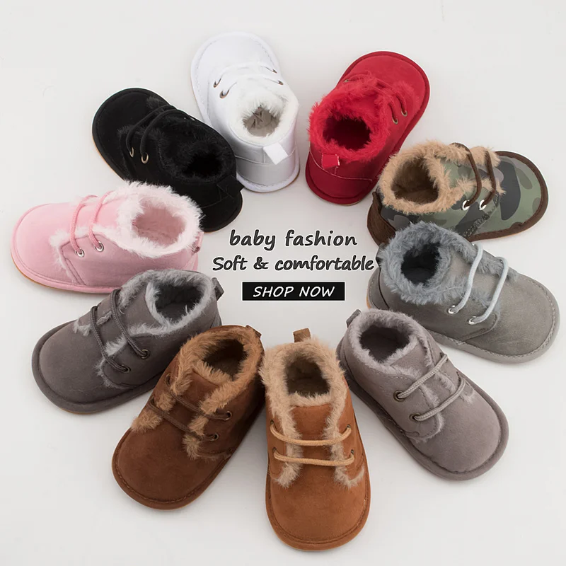 New Snow Baby Booties Shoes Baby Boy Girl Shoes Crib Winter Warm Cotton Anti-slip Sole Newborn Toddler First Walkers For Baby Shoes Soft Sole Shoes