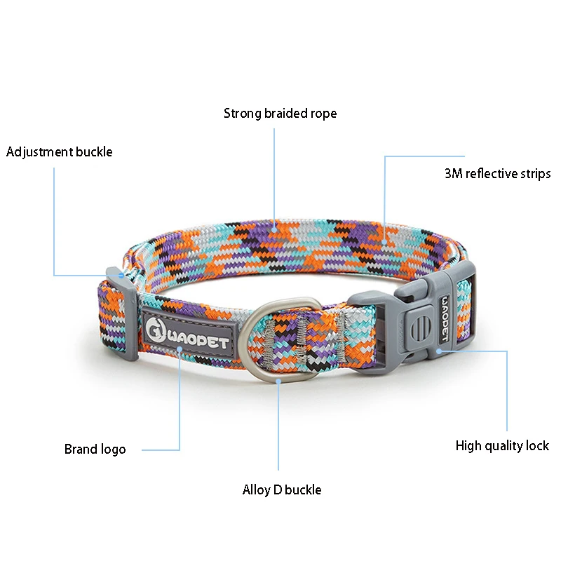 Dog Collar Nylon Adjustable Reflective Pet Collars with Metal Buckle and Quick Release Buckle Large and Medium