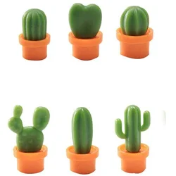 6 - Piece Mini Cactus Fridge Magnet Set for Home Decoration and Kitchen (Orange)