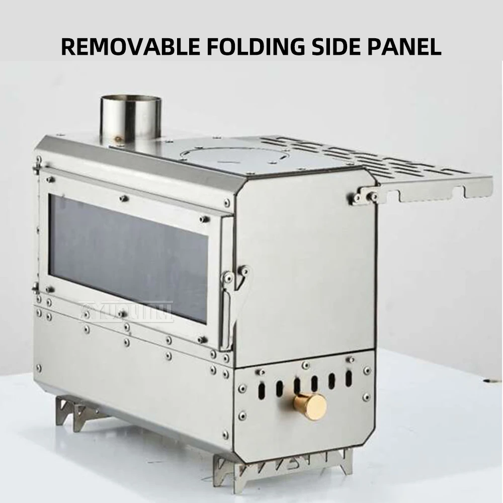 Folding Wood Picnics BBQ Stove Portable Outdoor Tent Stove Stainless Steel Chimney Pipe Cooker