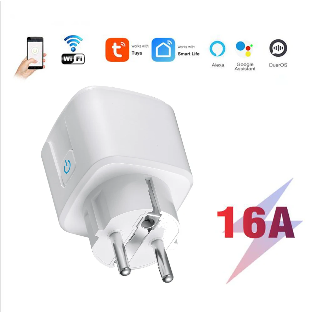 Tuya Smart Zigbee/Wifi Plug 16A/20A EU Outlet 3680W Power Meter Wireless Remote