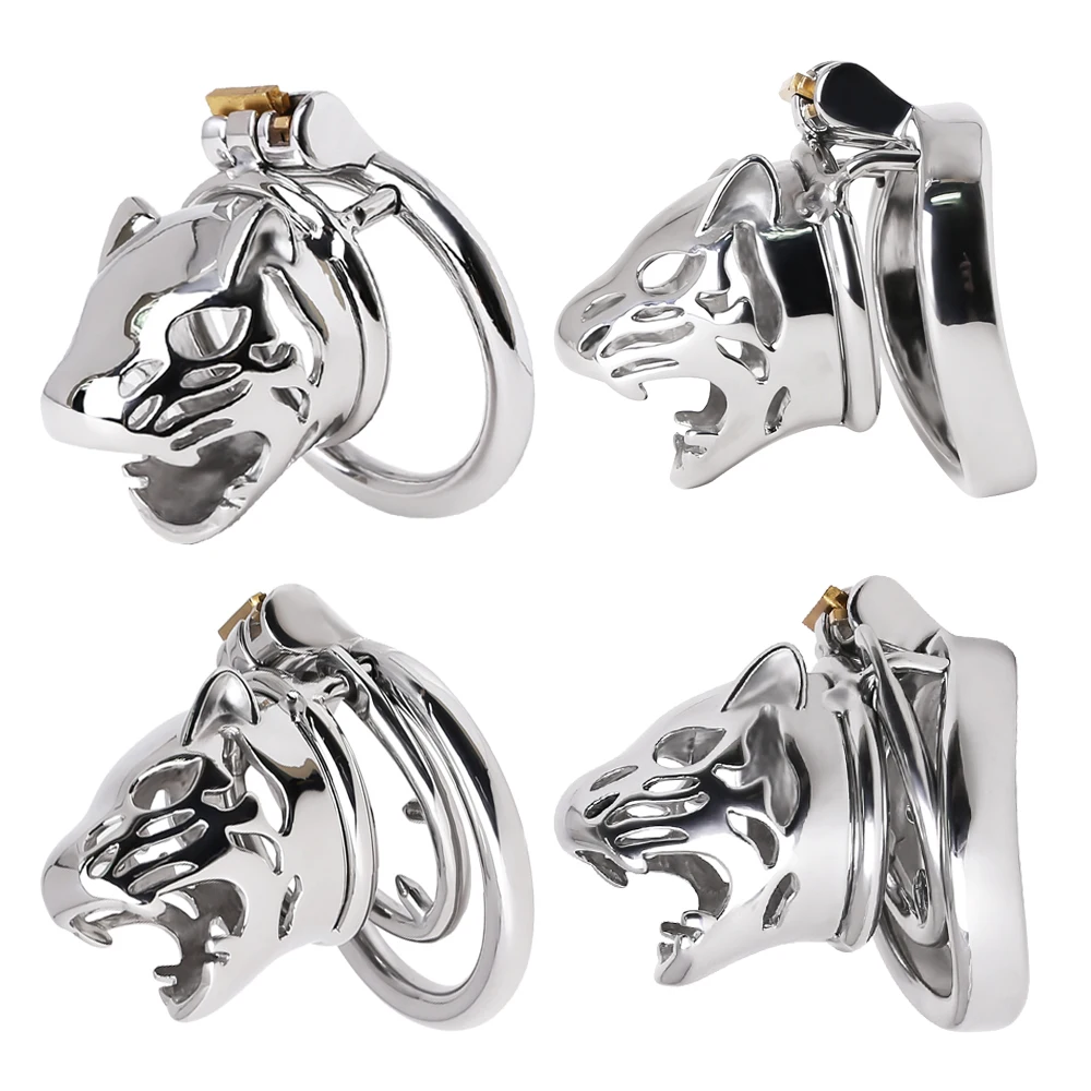 

Tiger Shaped Small Chastity Cage Spike Penis Ring Metal Stainless Steel Cock Cage Male Chastity Belt Lock BDSM Sex Toys For Men