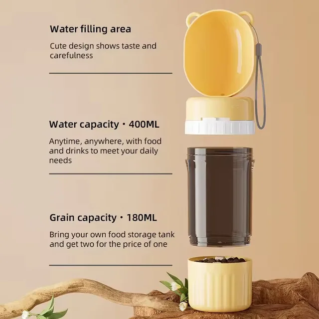 Portable 2 - in - 1 Dog Water Bottle with Food and Water Container Pet Feeder Bowl for Outdoor Travel Dog Drinking Bowls 2