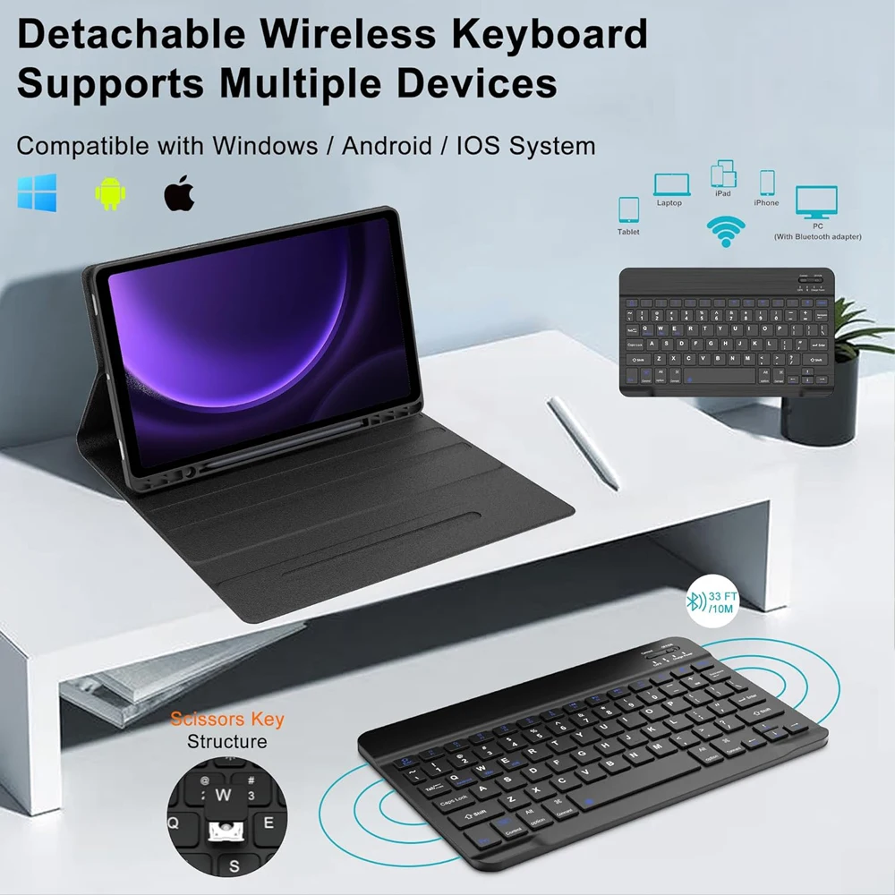 Enhanced Wireless Keyboard Case with Pen Holder