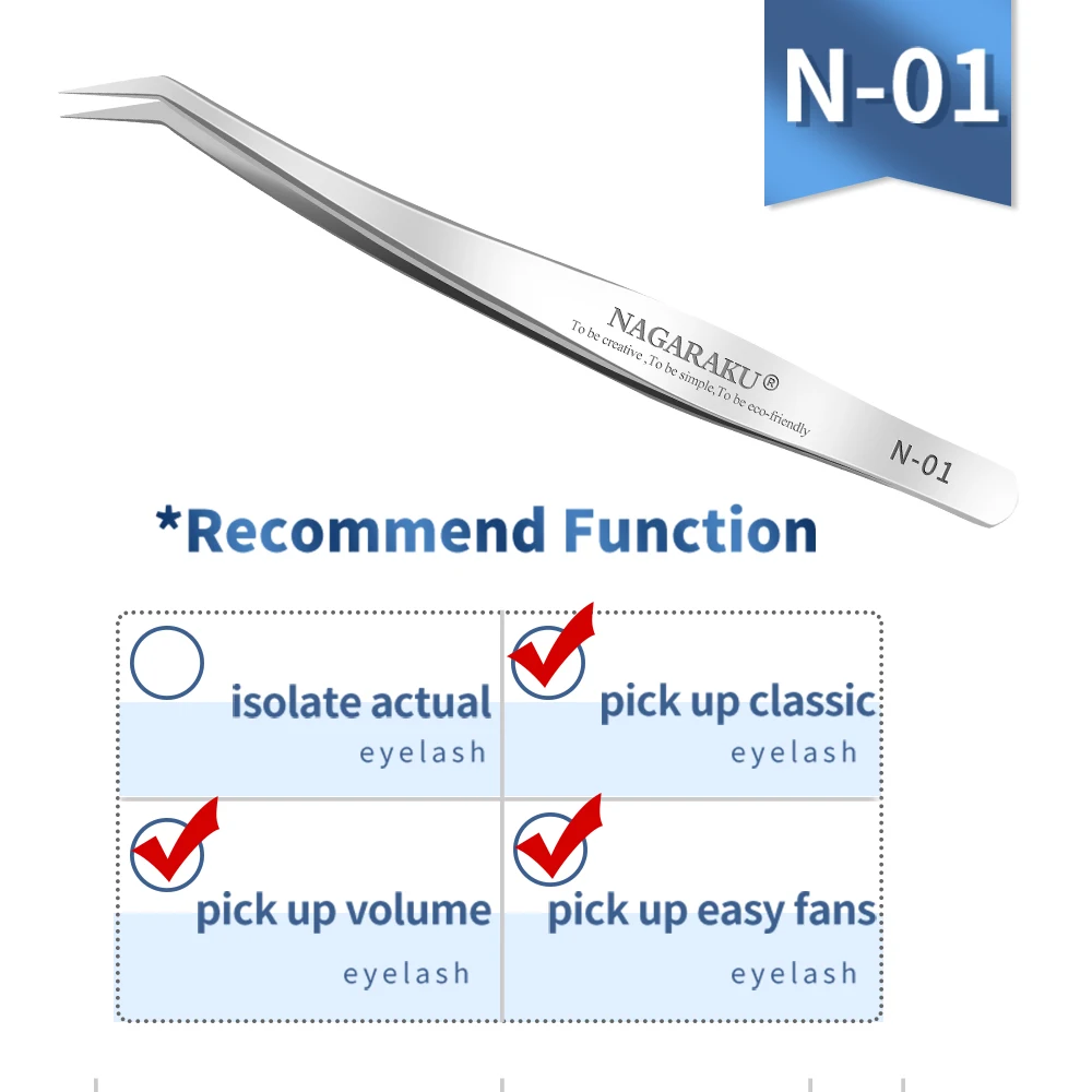 NAGARAKU 2pcs set for eyelash extension professional tweezers N-01 and N-02 for divide volume eyelash 4