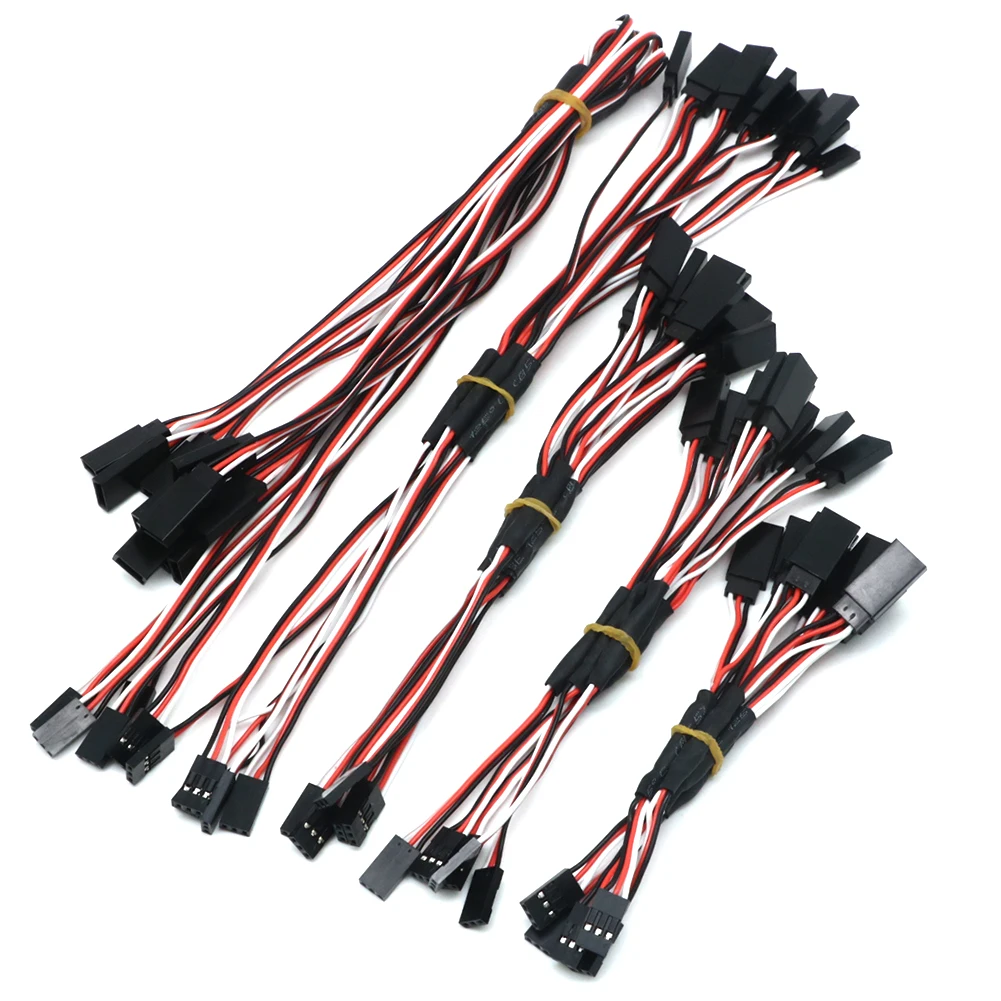 Fils de servo RC de qualité pour hélicoptère, longueurs variées pour une installation flexible.