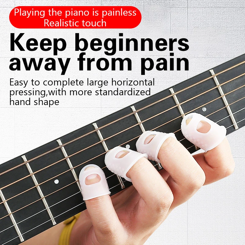 1/5Pcs Finger Silicone Guitar Pressing Finger Covers Thickened Universal Guitar Protectors Wear-Resistant Non-Slip