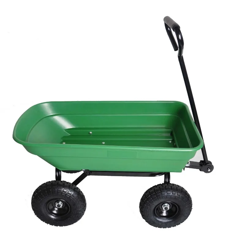Lawn Garden Handing Tools Utility Cart Farm Wagon Trolleys, Plastic Four-Wheel Trailer Tipper, Small Stall, Cargo Carrier