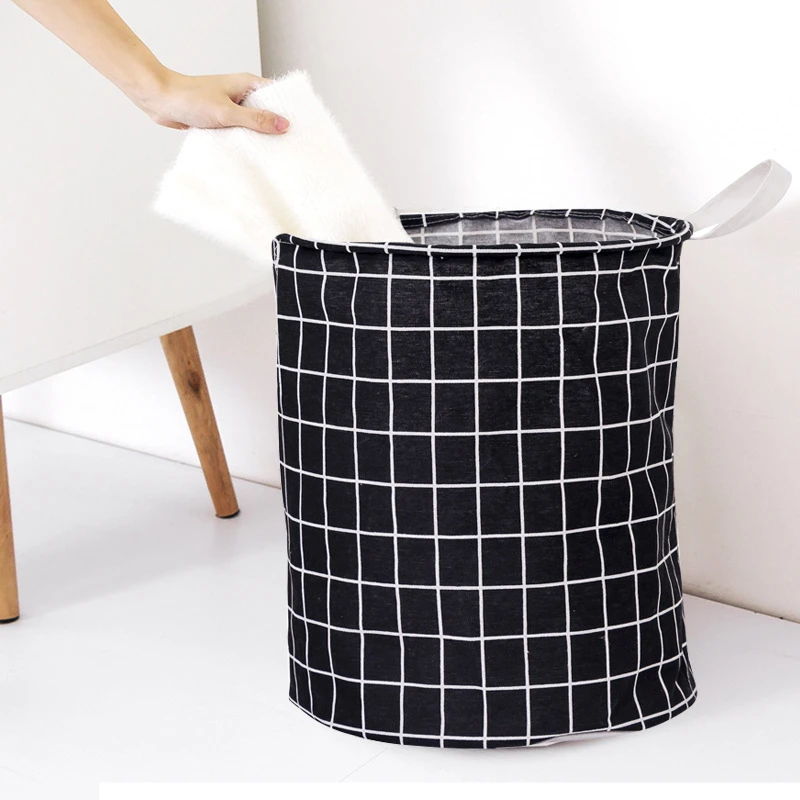 Foldable Laundry Basket Storage Bucket Japanese Cotton Linen Fabric