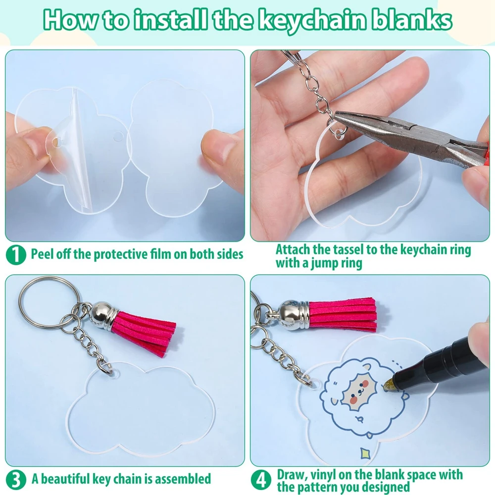 Clear Acrylic Keychain Blanks  Acrylic Crafting Making Tool - Acrylic Chain  Kit Ring - Aliexpress