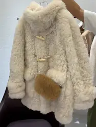 2024 Autumn Winter Fox Fur Imitation Coats Women's Mid Long New Warm Raccoon Large Size Leisure Windbreakers C110