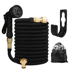 Expandable High - Pressure Garden Hose with Double Metal Connector - 150FT - 46M Extended (Black)