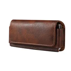 Universal Retro Leather Belt Clip Holster Case - Magnetic Waist Bag Phone Pouch Cover - Leather (Brown)