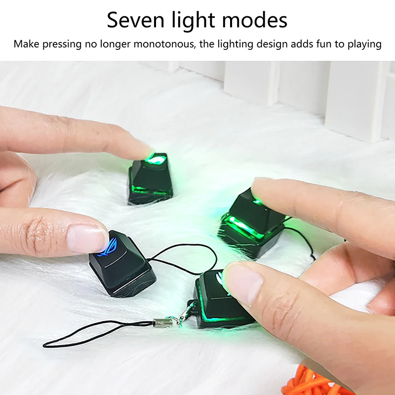 Merit +1 Muyu Decompression Keychain Necklace LED Lamp Fingertip Button Mechanical Keyboard Key Cap Pendant Antistress Toy