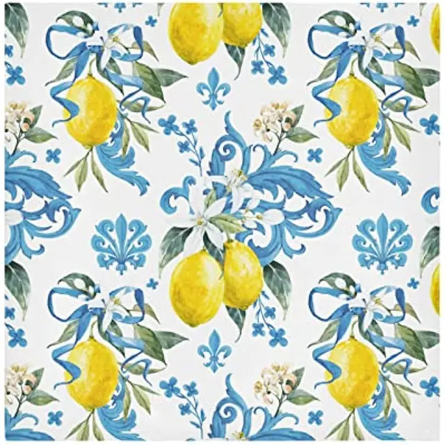 Tavaszi Citromkék Virágos Kendő Szalvéták Asztal Dekoráció Újrahasznosítható Poliészter Esküvői Étkezőasztal Mosható - Image 6