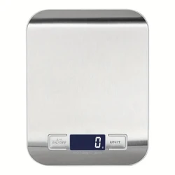 Sleek Stainless Steel Digital Kitchen Scale with LED Display - 5Kg (Silver)