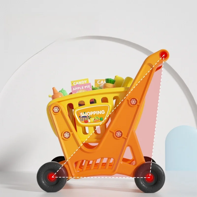 Children Supermarket Shopping Driver Cart Pretending Toy Children Mini Basket Simulated Cutting Food Fruit Kitchen Toy Gift 4