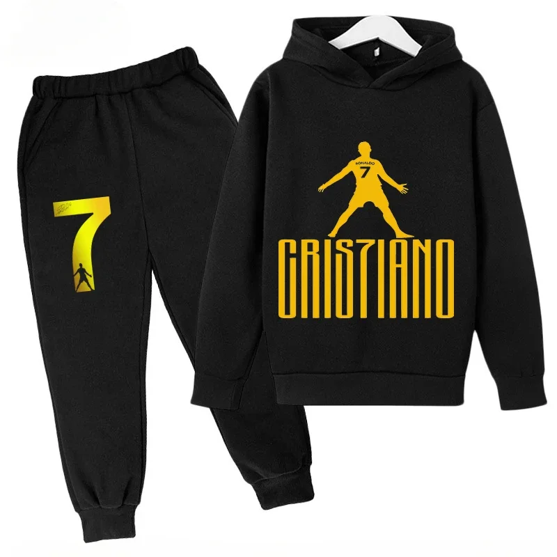 thumbnail image 1 of Conjunto de sudadera y pantalones deportivos para niños, conjunto de 2 piezas para niños y niñas, ropa para niños con estampado de avatar de Ronaldo, 1 of 5