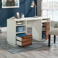 Vista Key Double Ped Desk, Blaze Acacia Finish 2