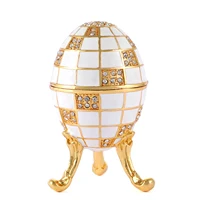 QIFU White Blue Lattice Faberge Egg Style Home Decor 1