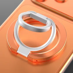MagSafe Magnetic Phone Ring Holder - 360° Rotatable Anti - Drop Stand & Desktop Car Mount (Orange)