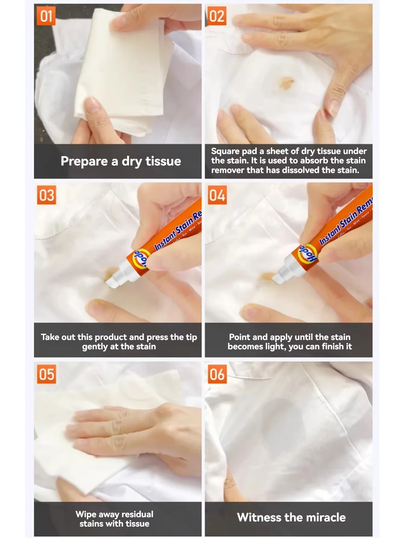 1/3pcs No-wash Portable Stain Remover Pen Portable Travel-Friendly Works on Food & Drink Stains Multipurpose Bleach Pen