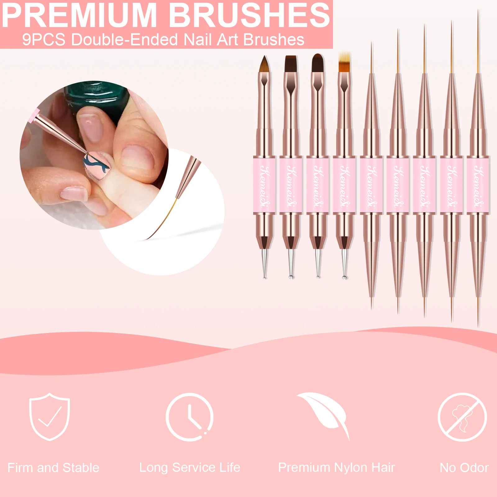 Kolinsky Sable Finest Premium Nail Art Long Striper Liner Brush with Wooden Handle Acrylic Nails Tool 2