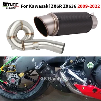 Slip on For Kawasaki ZX6R ZX636 ZX 6R 636 2009 - 2022 50.8mm Motorcycle Exhaust Muffler Mid Link Pipe Espace Moto With DB Killer