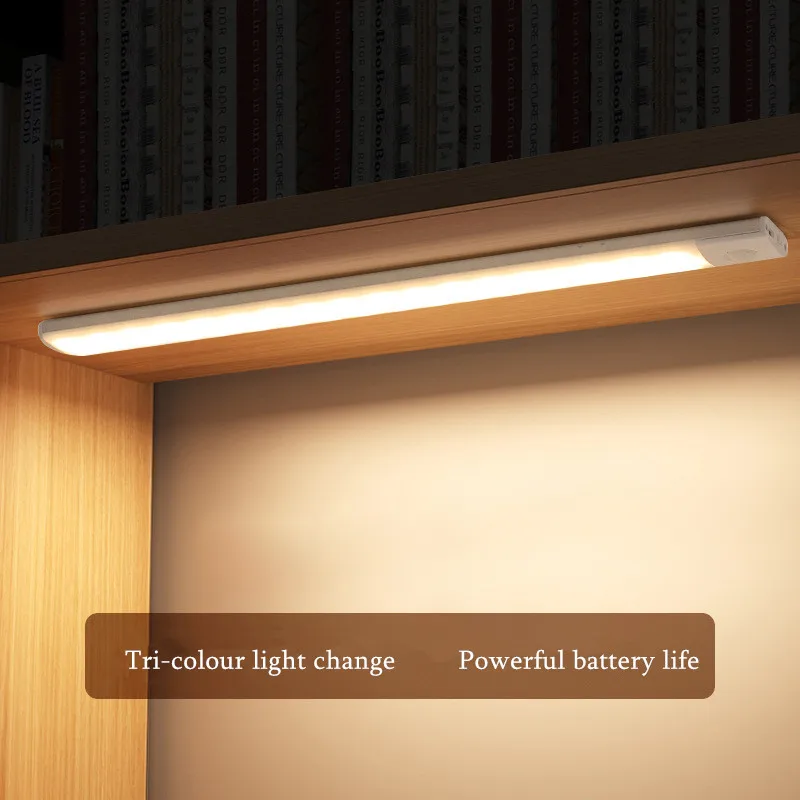 

Tricolor Dimming Kitchen Wardrobe LED Backlight Night Light Motion Sensor Wireless Under Cabinet Lights Rechargeable Ultra-thin